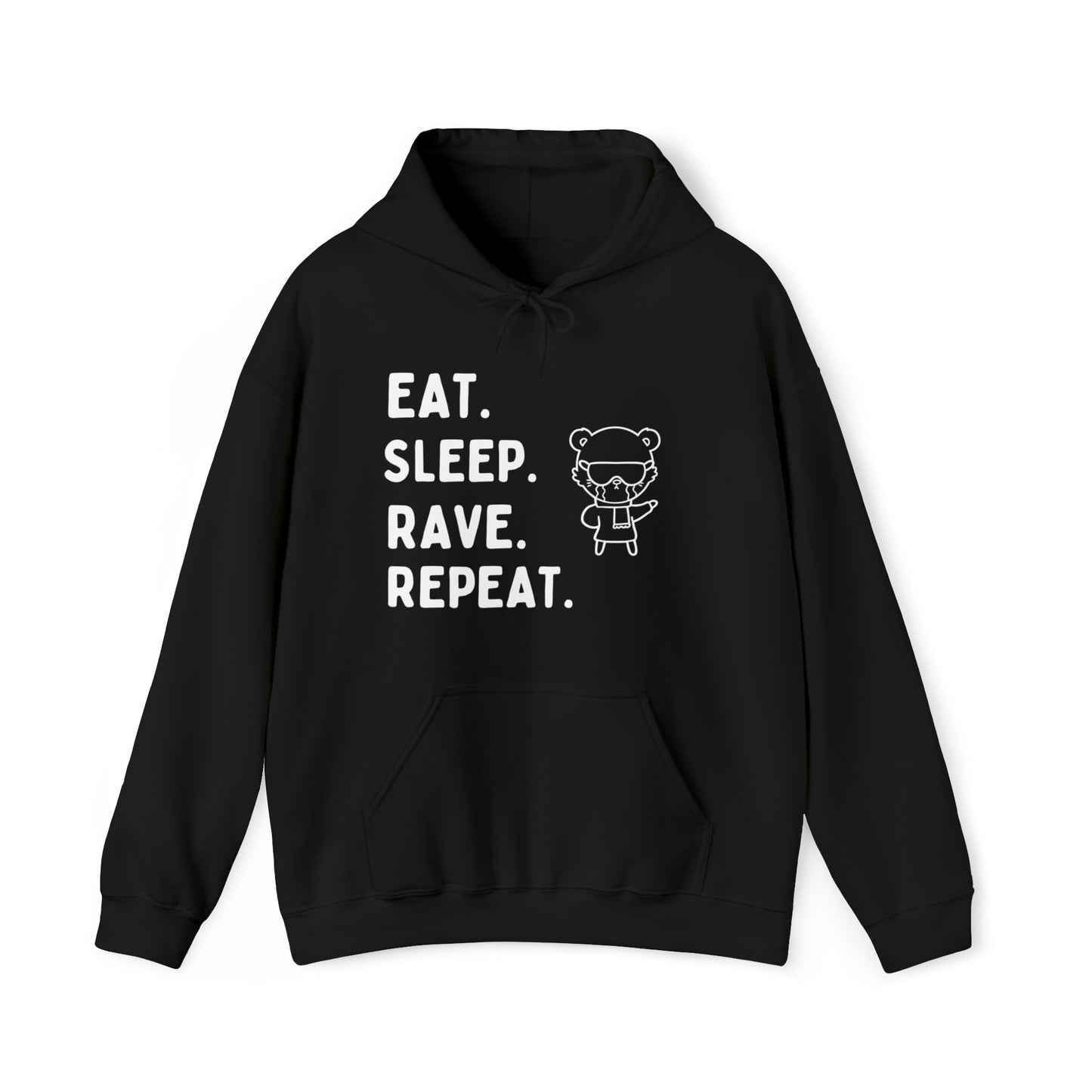 Eat Sleep Rave Repeat Unisex Hoodie | Black Unisex Hoodie | RAVEIFYE