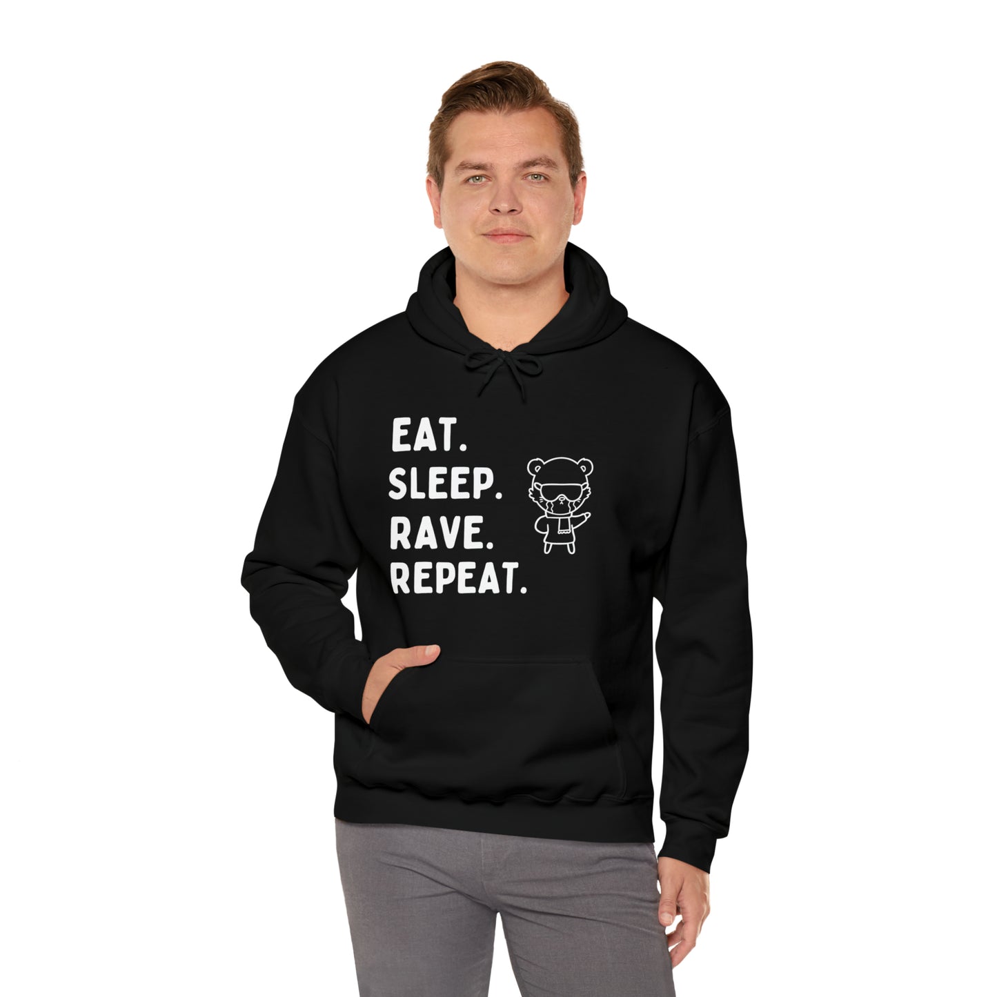 Eat Sleep Rave Repeat Unisex Hoodie | Black Unisex Hoodie | RAVEIFYE