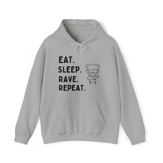 Eat Sleep Rave Repeat Unisex Hoodie | Black Unisex Hoodie | RAVEIFYE 