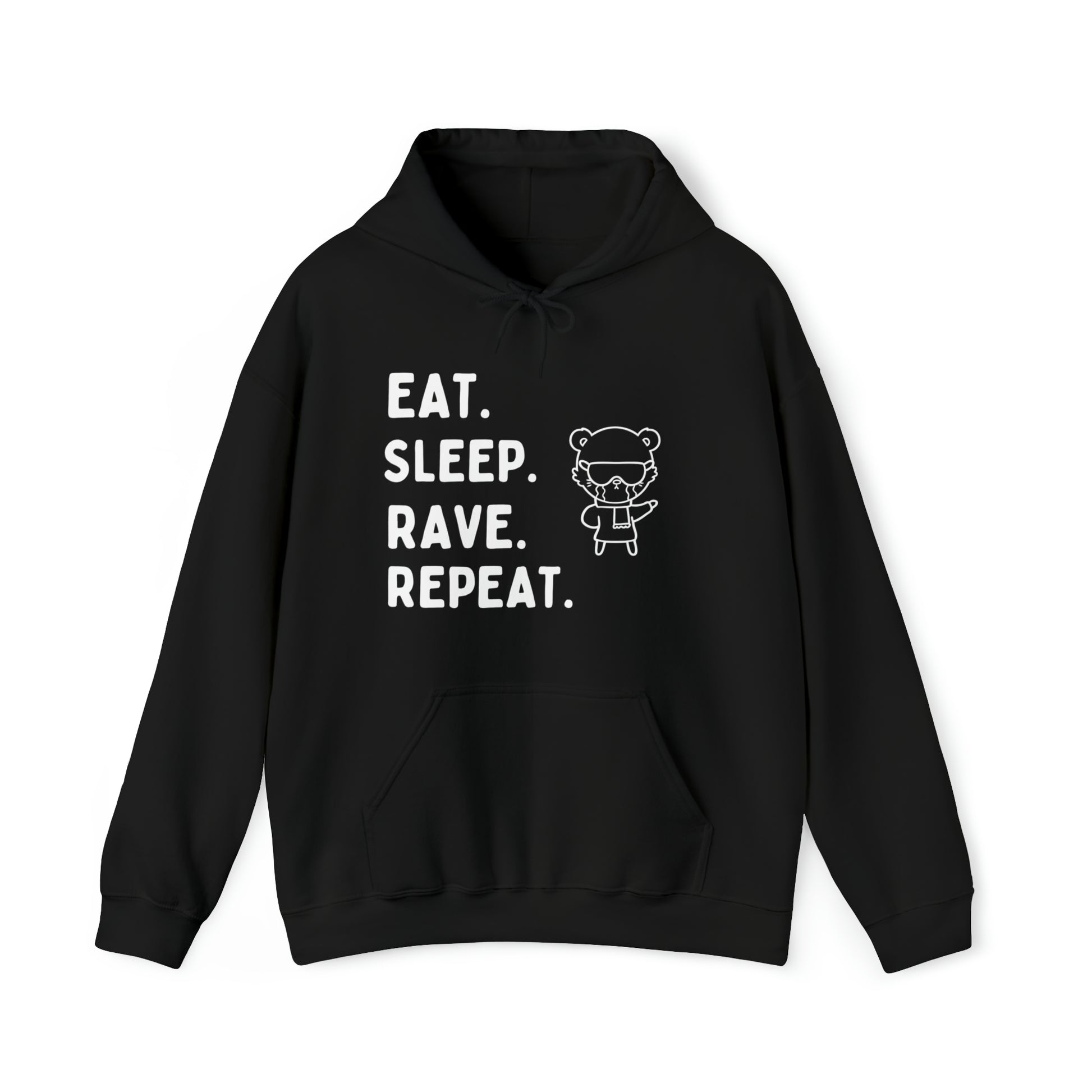 Eat Sleep Rave Repeat Unisex Hoodie | Black Unisex Hoodie | RAVEIFYE 