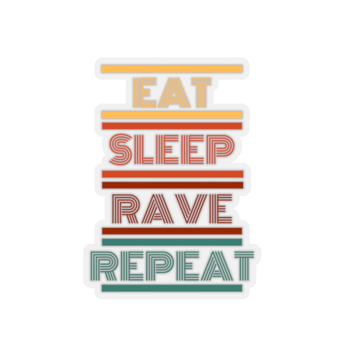 Retro Kiss-Cut Stickers | Eat Sleep Kiss-Cut Stickers | RAVEIFYE