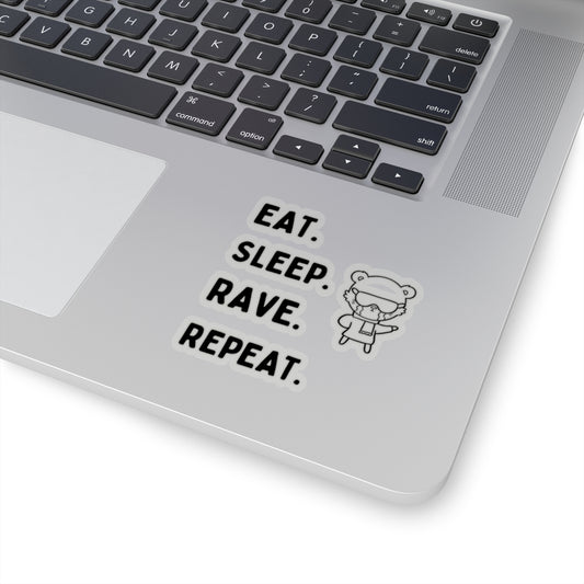 Eat Sleep Rave Repeat Kiss-Cut Stickers | Kiss-Cut Stickers | RAVEIFYE