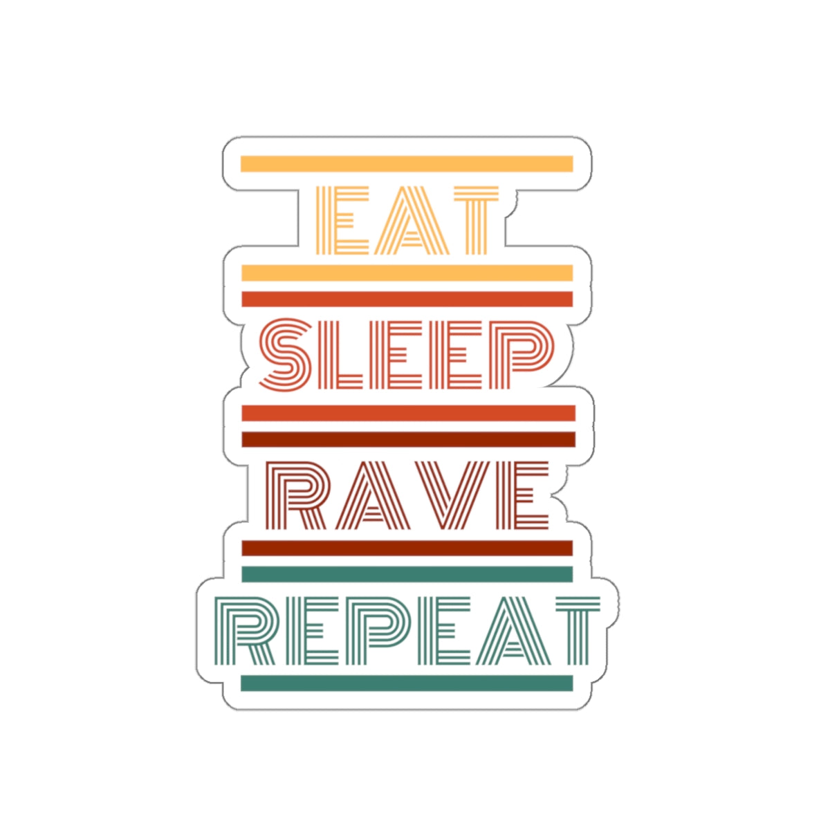 Retro Kiss-Cut Stickers | Eat Sleep Kiss-Cut Stickers | RAVEIFYE