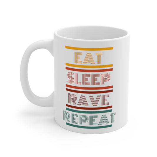 White Coffee Mug | Eat Sleep Rave Repeat Mug | RAVEIFYE