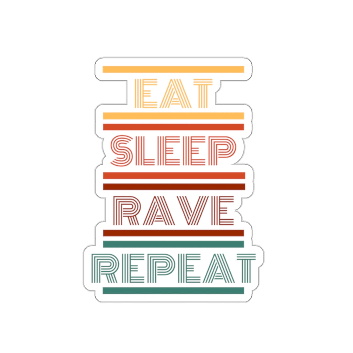 Retro Kiss-Cut Stickers | Eat Sleep Kiss-Cut Stickers | RAVEIFYE