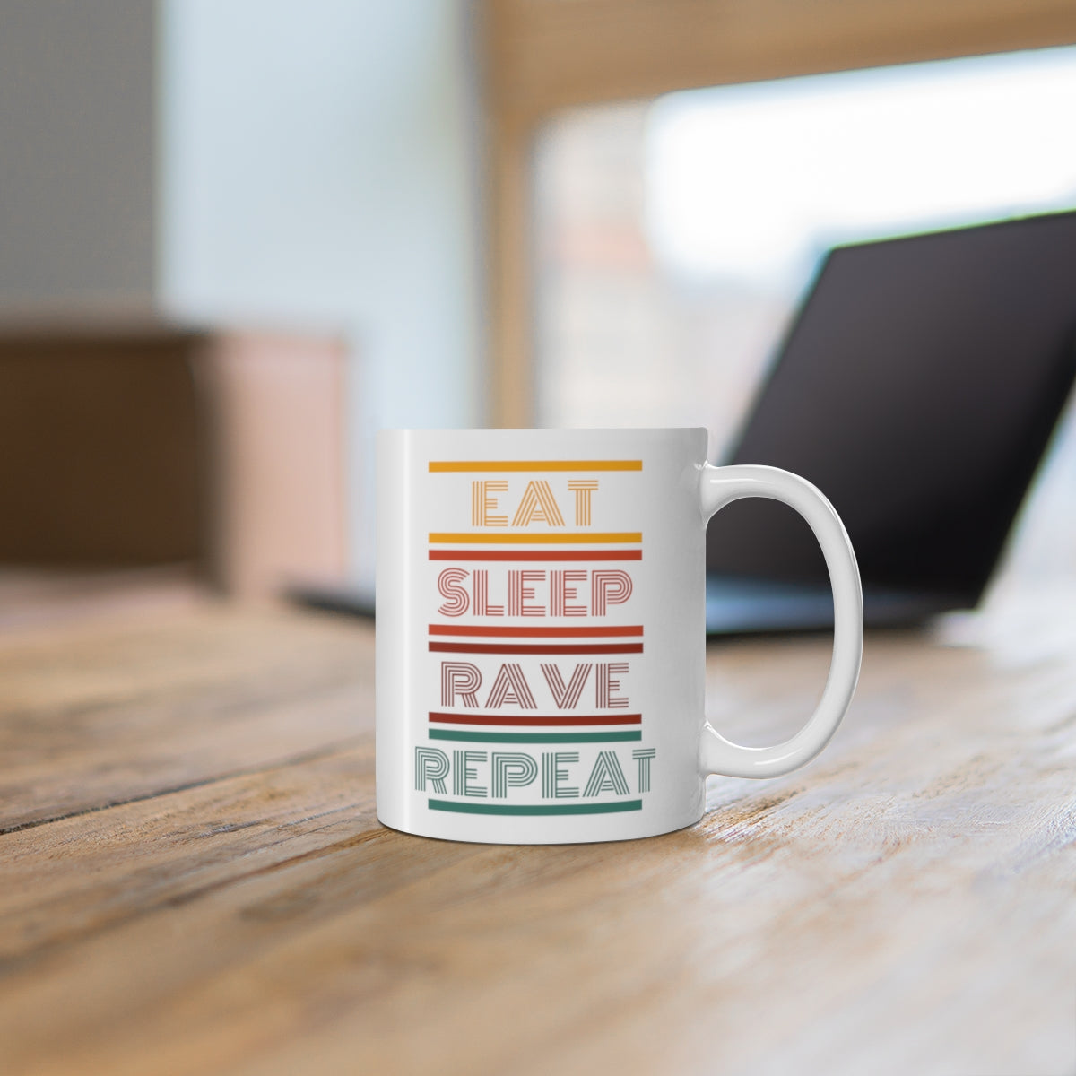 White Coffee Mug | Eat Sleep Rave Repeat Mug | RAVEIFYE